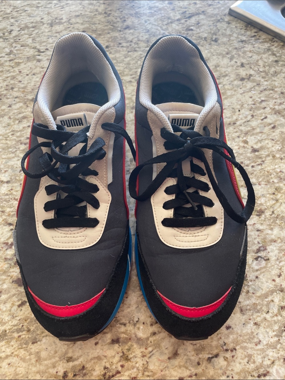Puma Men's Navy, Black, Red & White Retro Runner Sneakers